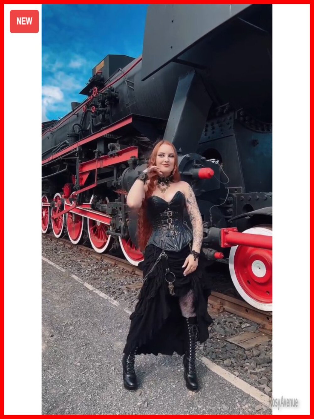Steampunk Victorian High-Low Show Girl Skirt Rayon Ruffled Costume - Picture 4 of 5